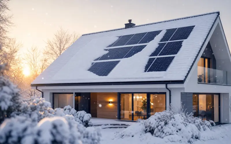 solar panels in winter
